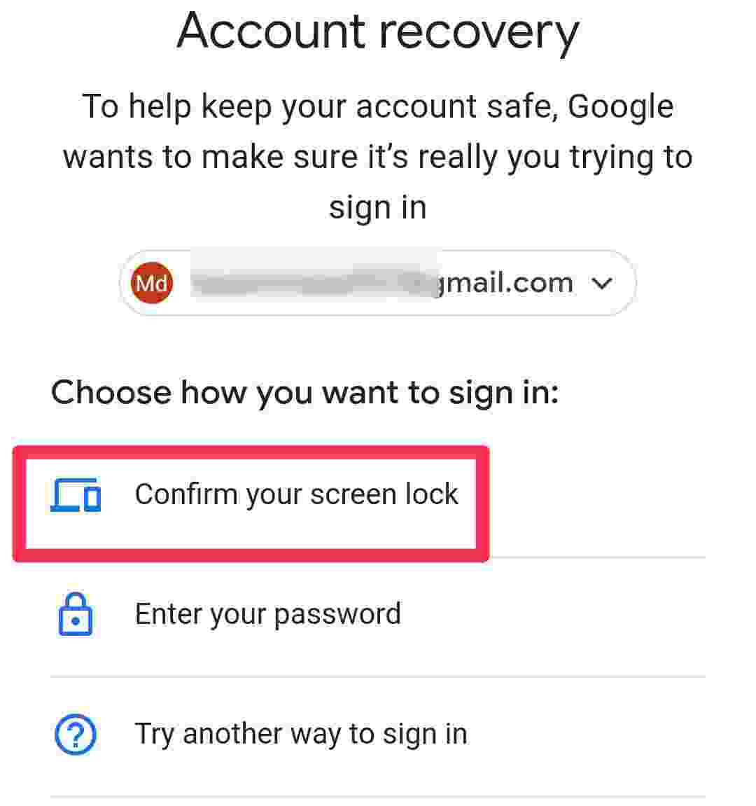 Confirm screen lock