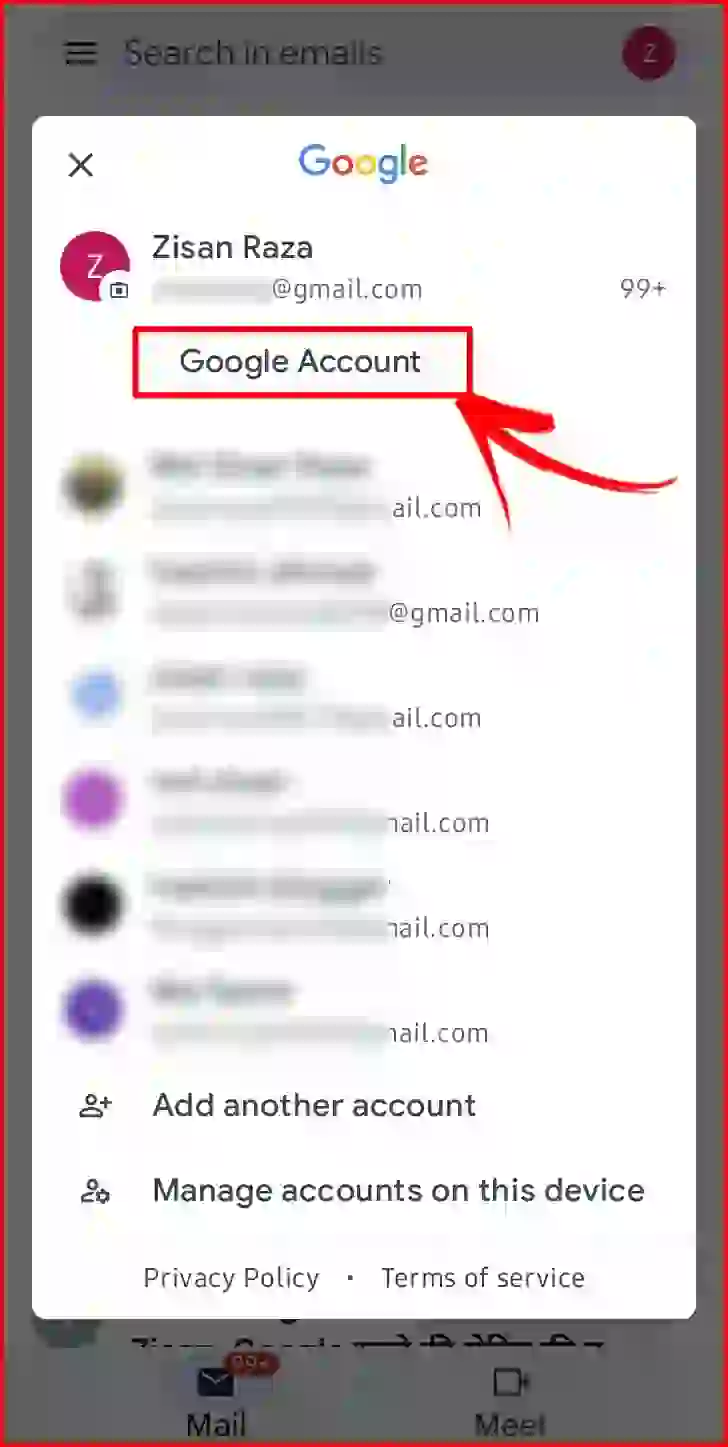 google-account-option-par-click-kare