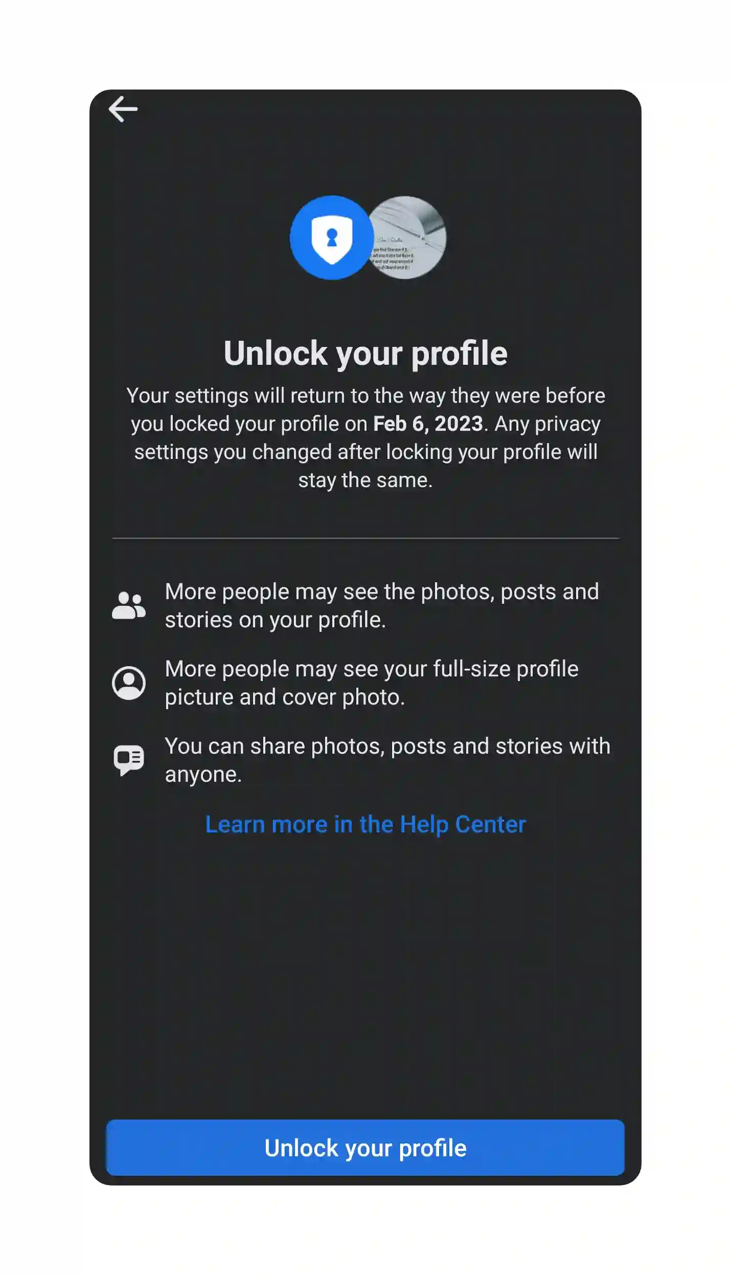 Unlock-facebook-account